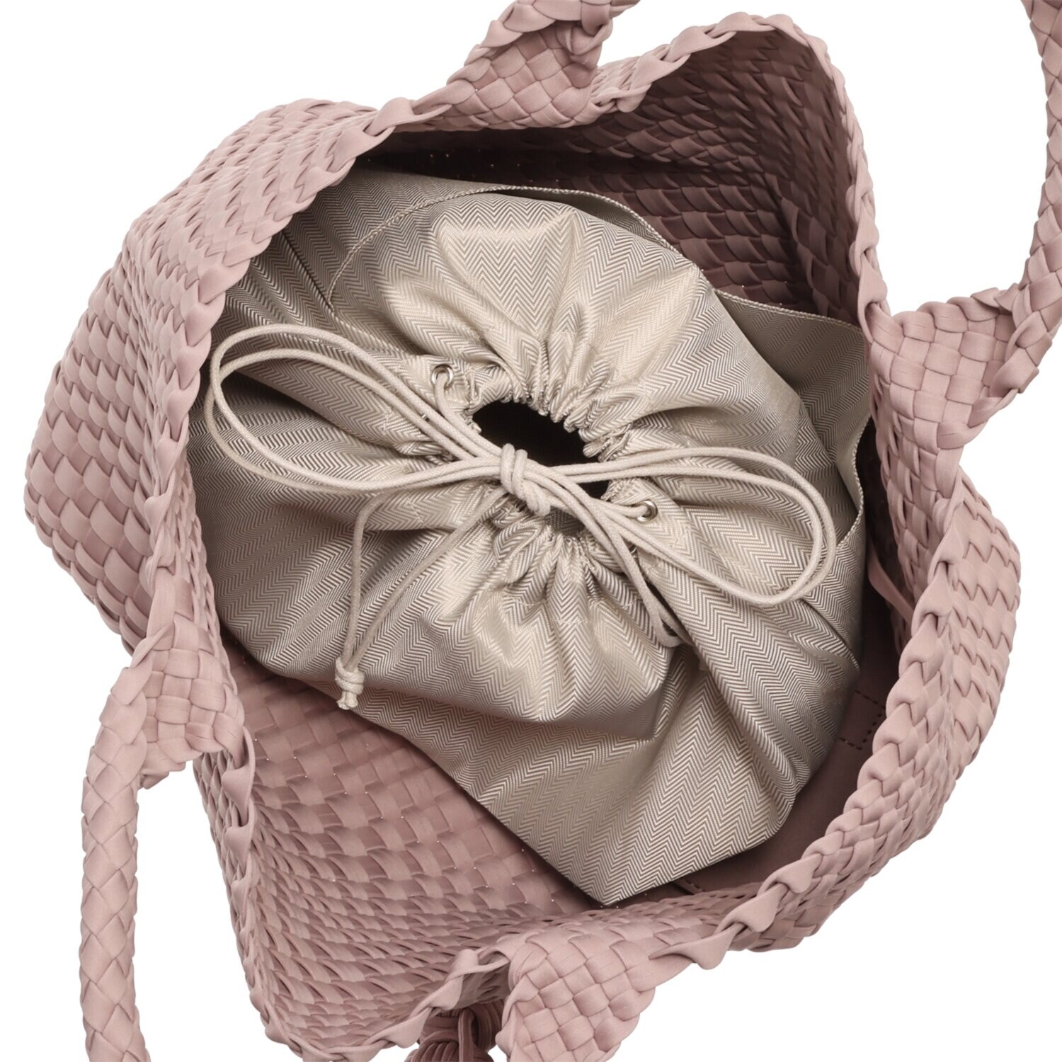 パドマ ボンボンチャーム付 イントレチャート トートバッグ ＜巾着インナーポーチ付＞