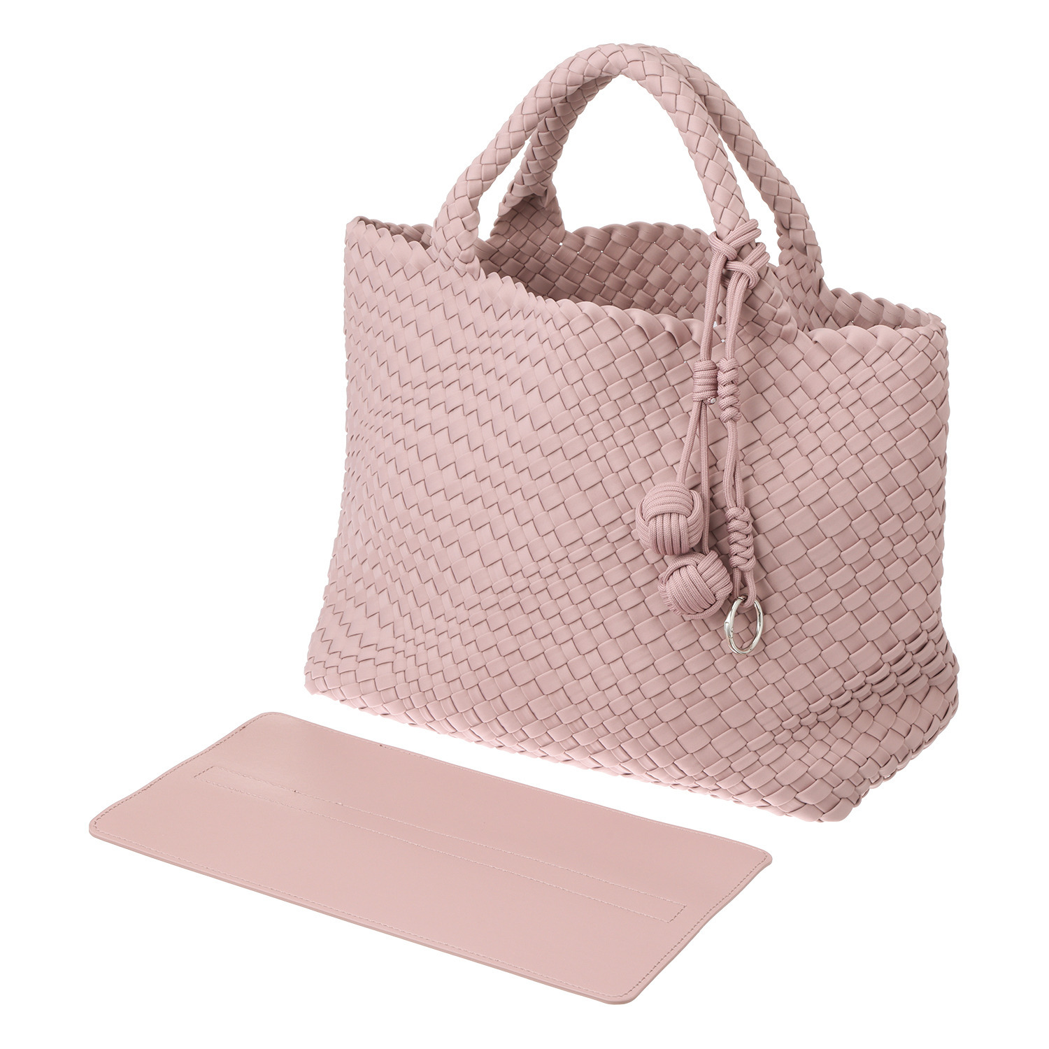 パドマ ボンボンチャーム付 イントレチャート トートバッグ ＜巾着インナーポーチ付＞