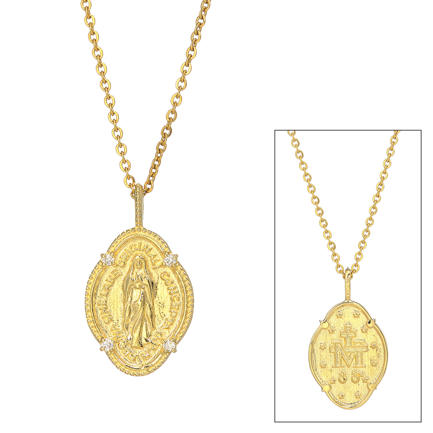 エムイー・ブリランテ １８Ｋ ダイヤモンド マリアモティーフ＆ ステンレスチェーン リバーシブルペンダント