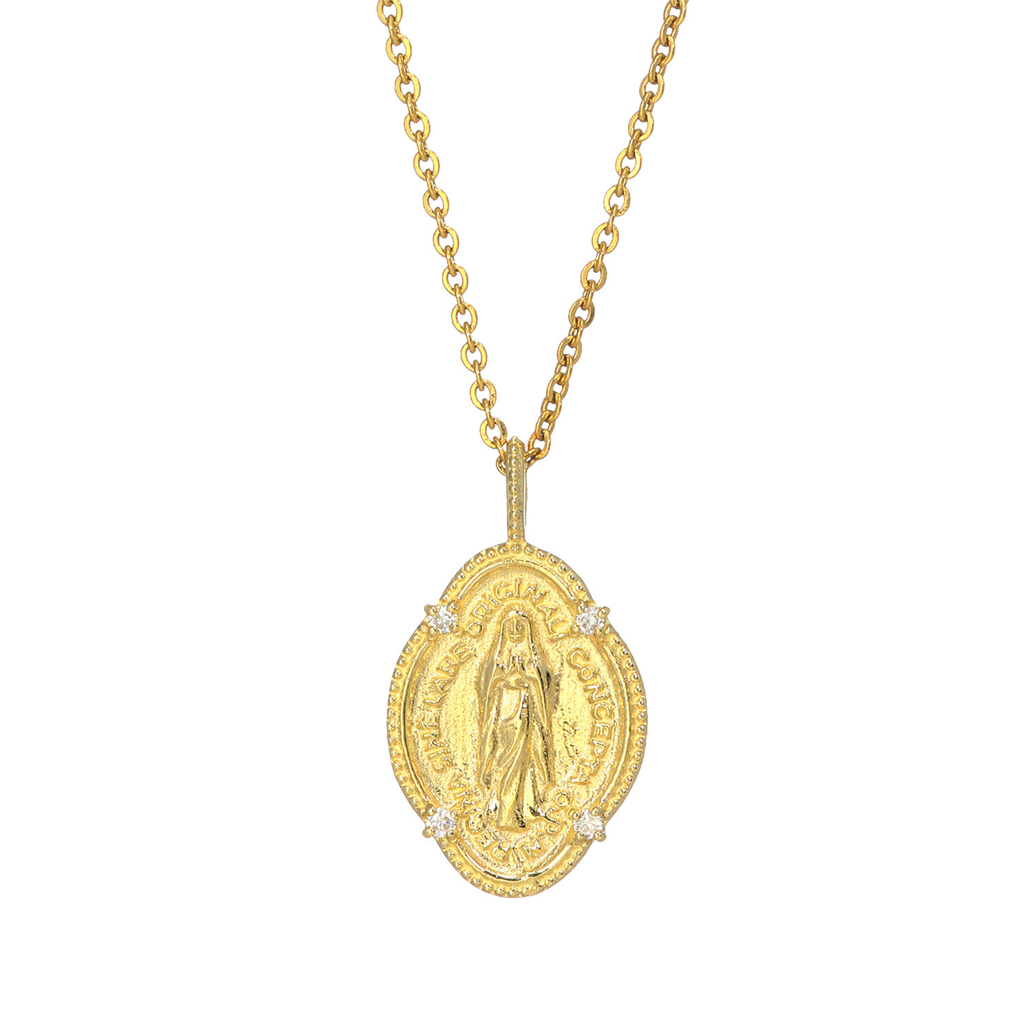 エムイー・ブリランテ １８Ｋ ダイヤモンド マリアモティーフ＆ ステンレスチェーン リバーシブルペンダント