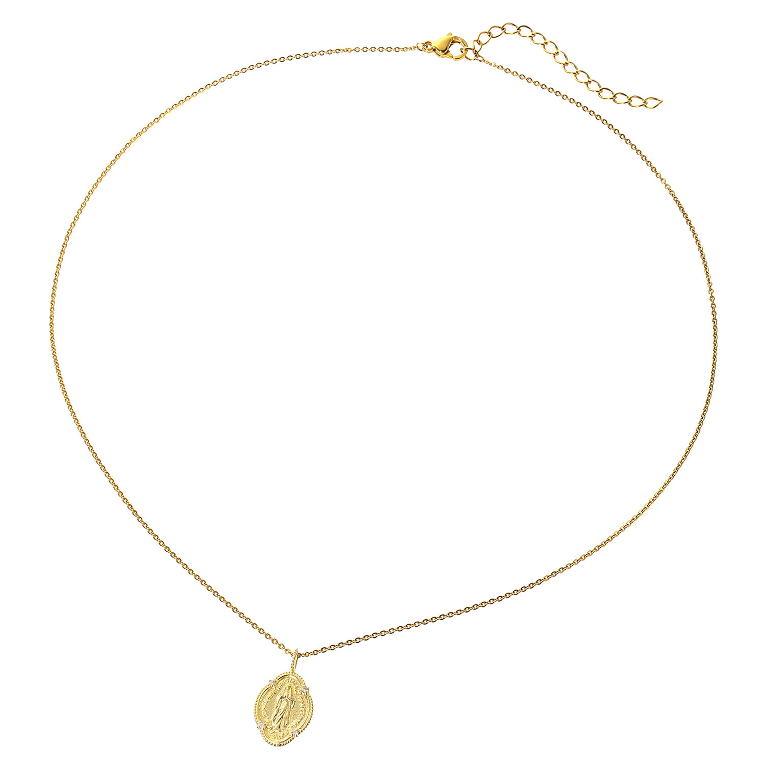 エムイー・ブリランテ １８Ｋ ダイヤモンド マリアモティーフ＆ ステンレスチェーン リバーシブルペンダント