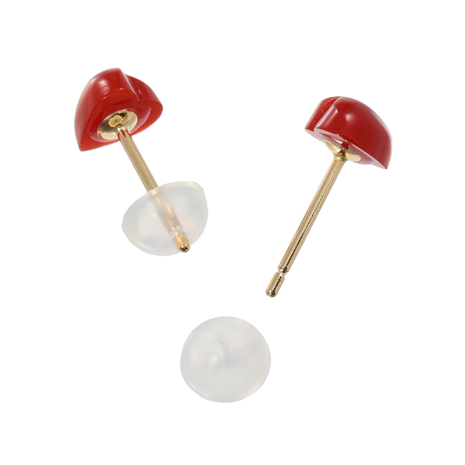香瑚 １８Ｋ 高知県産血赤珊瑚 ハートモティーフ ピアス