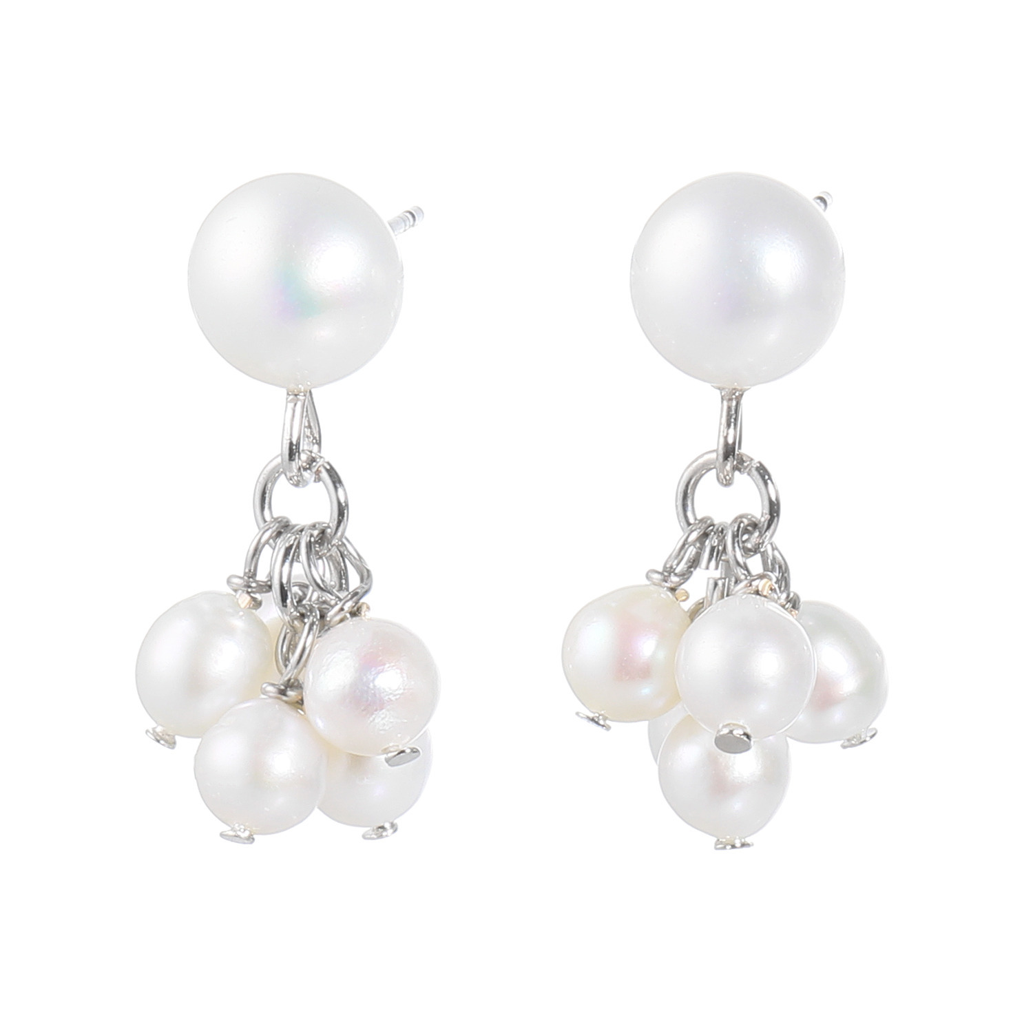 ペレフェリーク シルバー 淡水パール フリンジデザイン スタッドピアス