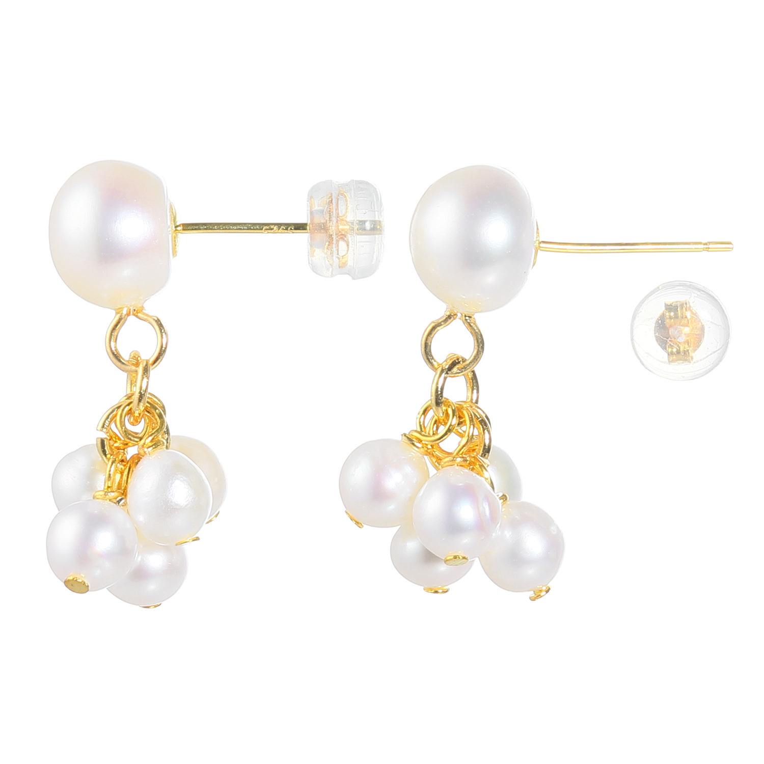 ペレフェリーク シルバー 淡水パール フリンジデザイン スタッドピアス