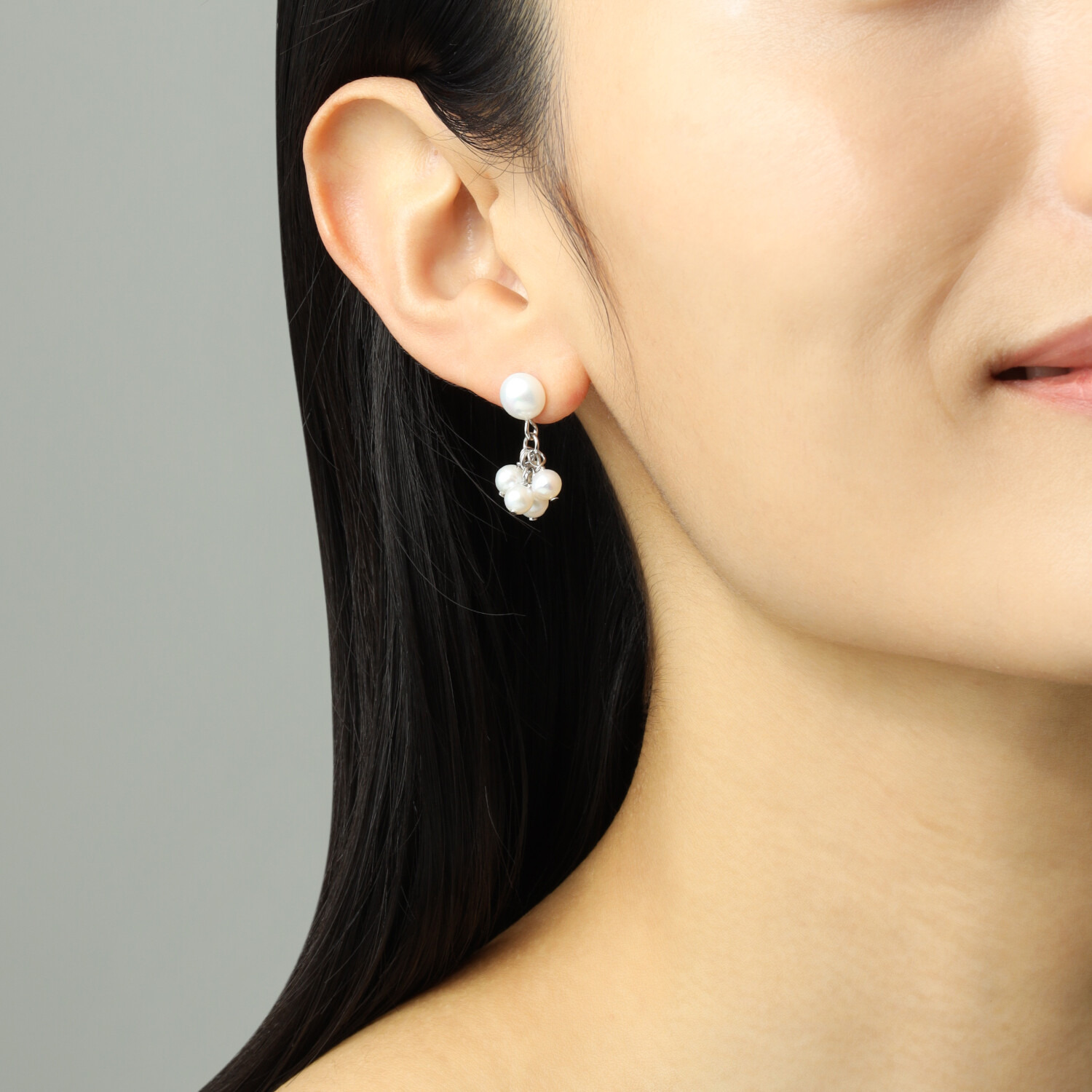 ペレフェリーク シルバー 淡水パール フリンジデザイン スタッドピアス
