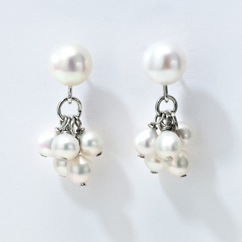 ペレフェリーク シルバー 淡水パール フリンジデザイン スタッドピアス