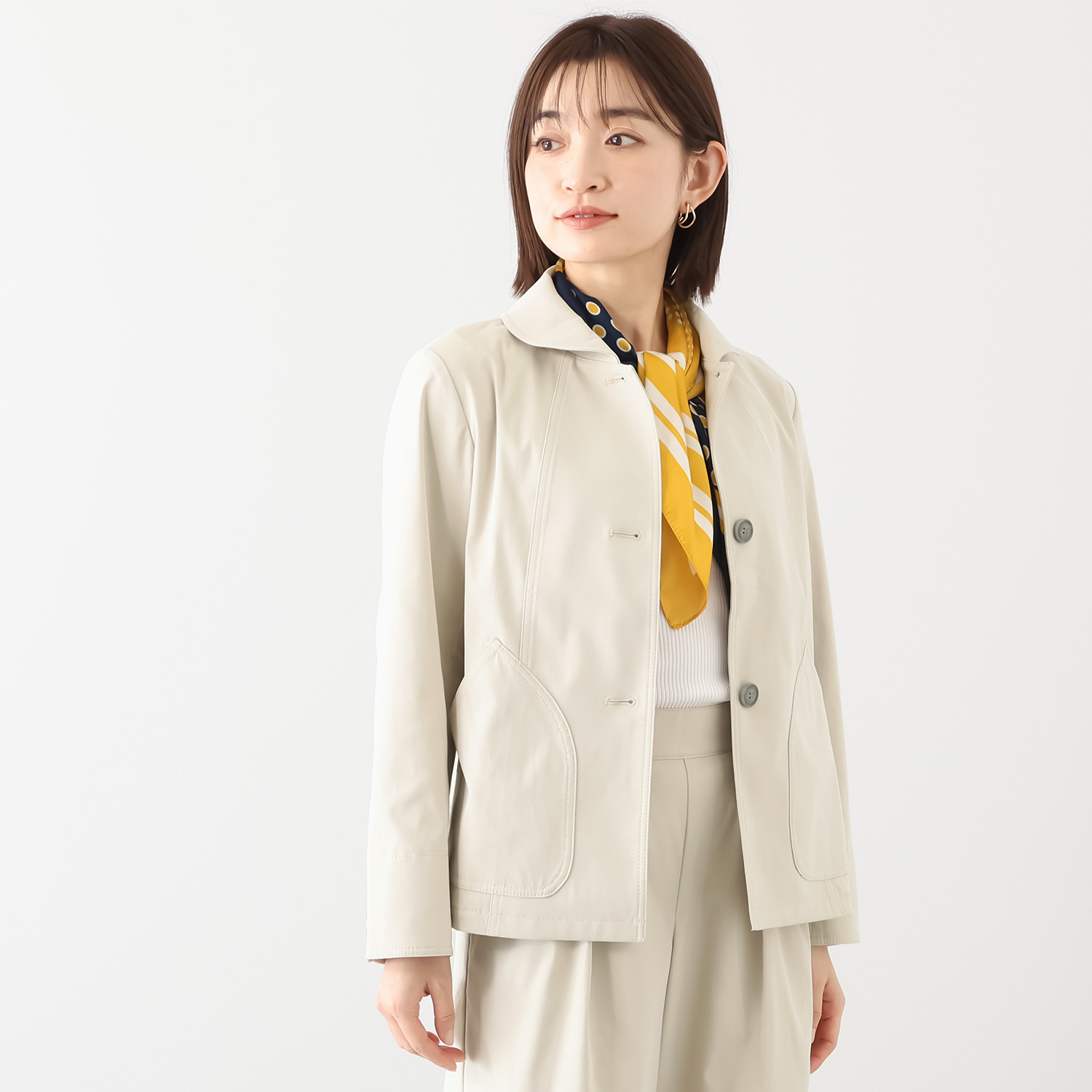 ルナリア はっ水・ＵＶカット ストレッチ大人チノ 丸襟ジャケット