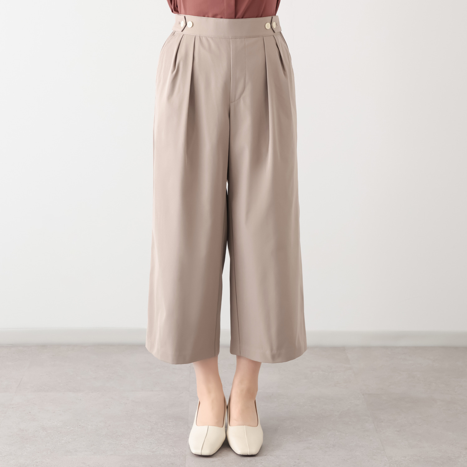 ルナリア はっ水・ＵＶカット ストレッチ大人チノ タックワイドパンツ