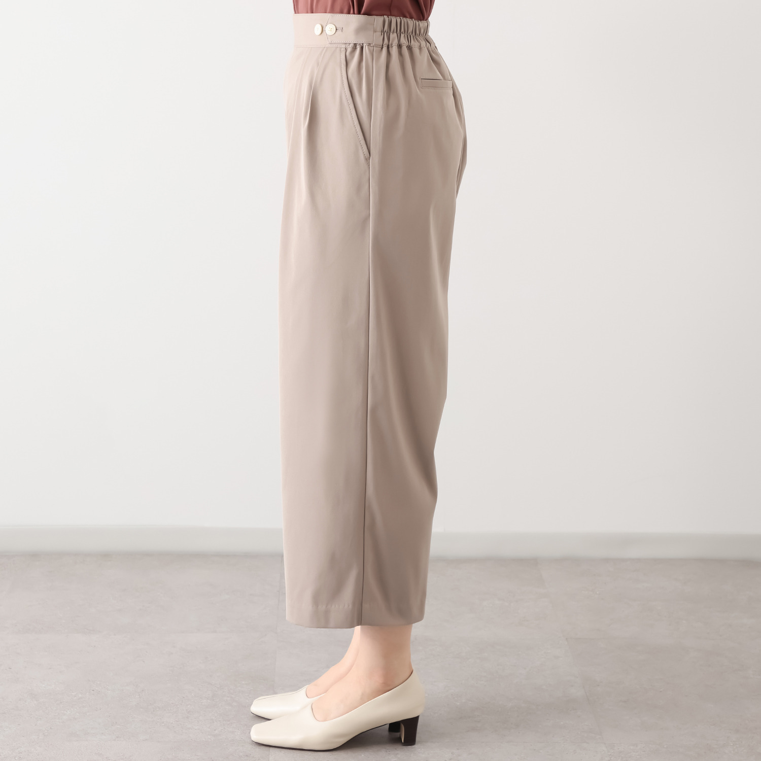 ルナリア はっ水・ＵＶカット ストレッチ大人チノ タックワイドパンツ