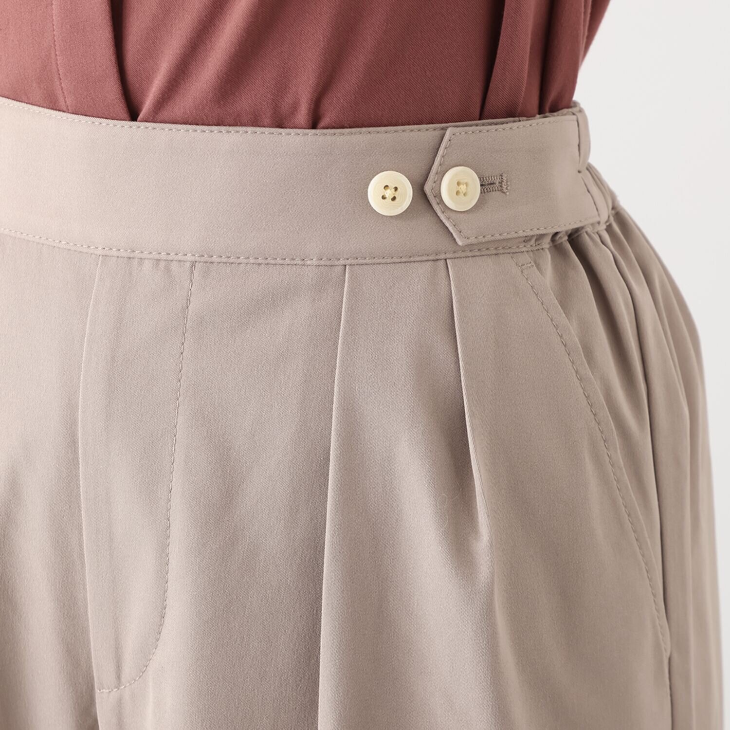 ルナリア はっ水・ＵＶカット ストレッチ大人チノ タックワイドパンツ