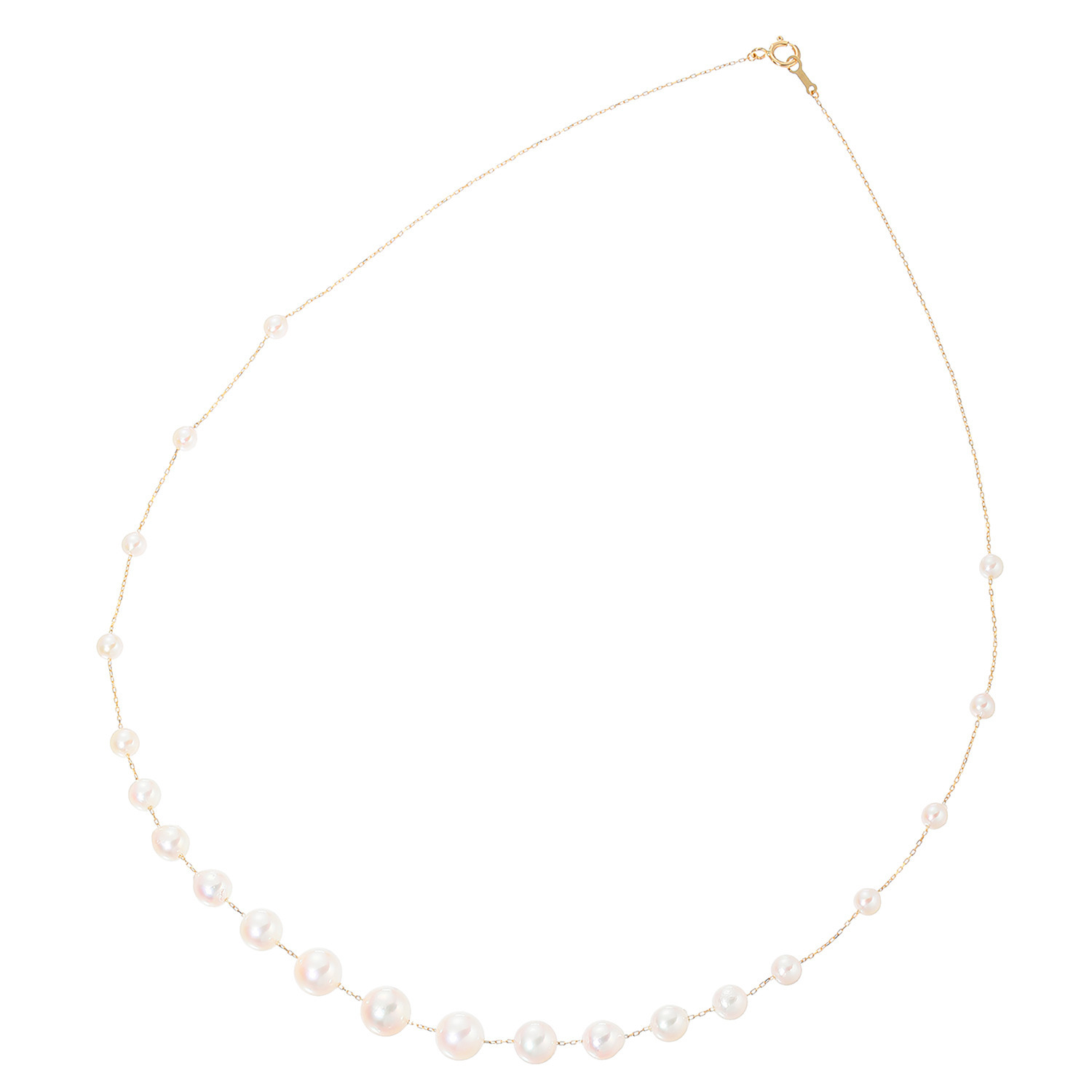 ジュペレ １８Ｋ 国産アコヤパール ベビーサイズミックス フローティングムーン ステーションネックレス