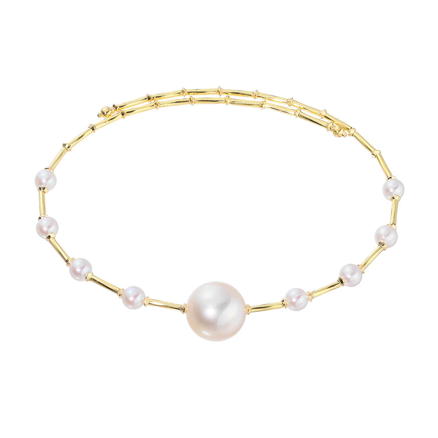 ジュペレ １８Ｋ 国産アコヤパール 大玉９ｍｍＵＰ＆ ベビーサイズミックス フレキシブルバングル