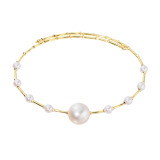 ジュペレ １８Ｋ 国産アコヤパール 大玉９ｍｍＵＰ＆ ベビーサイズミックス フレキシブルバングル