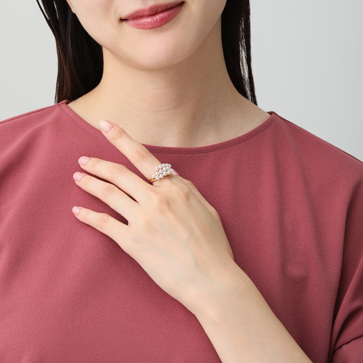 ジュペレ １８Ｋ 国産ベビーアコヤパール リュクスコレクション ラインリング