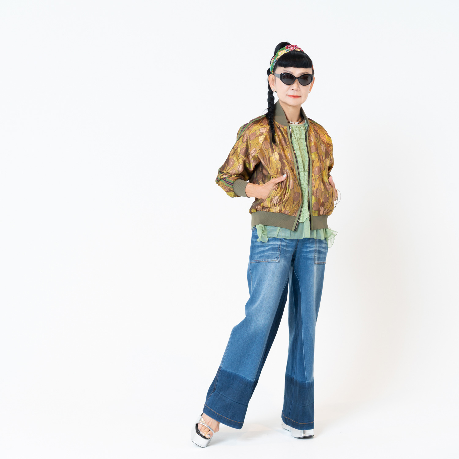 キョウコ　ヒガ チューリップ柄 ジャガードブルゾン