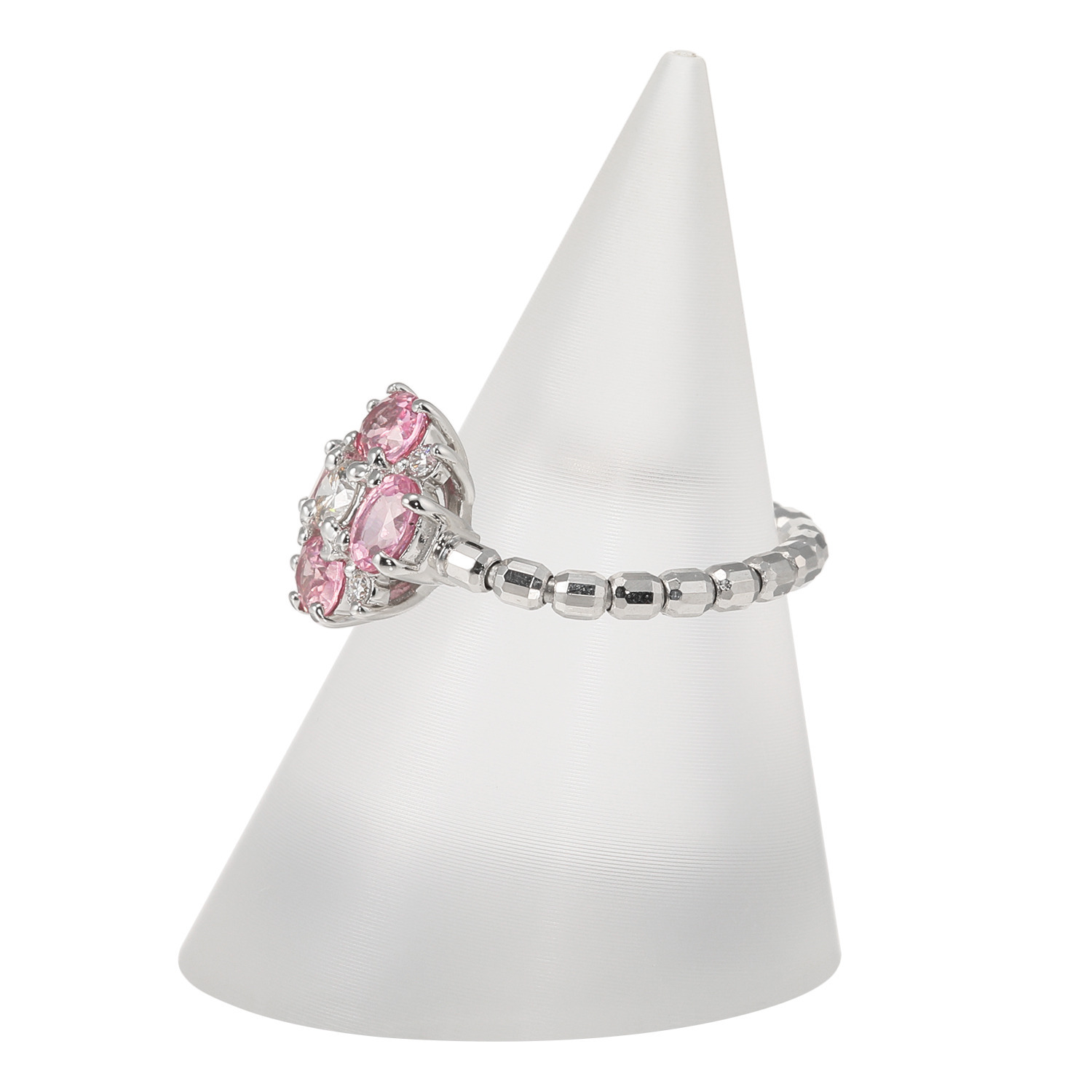 サープライズ プラチナ９５０ ピンクサファイア＆ ダイヤモンド フラワーデザイン フレキシブルリング