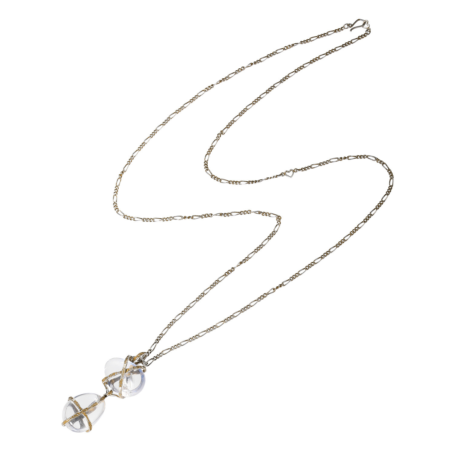 シャビージェンティール シルバー ロッククリスタルクォーツ ロングペンダント