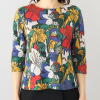 プレセントーア 抗菌防臭 日本製 色とりどりの花を表現した ボタニカル柄ジャガード プルオーバー