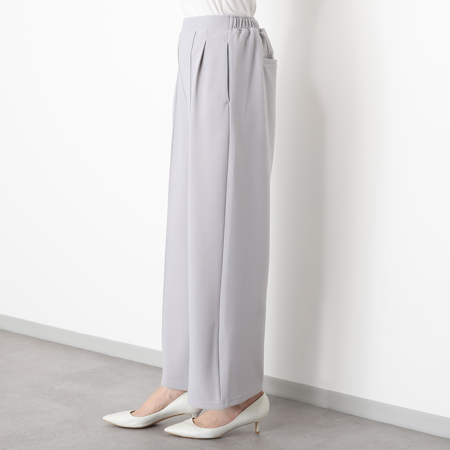 ラフレス コンフォート ワイドパンツ ＜無地＞