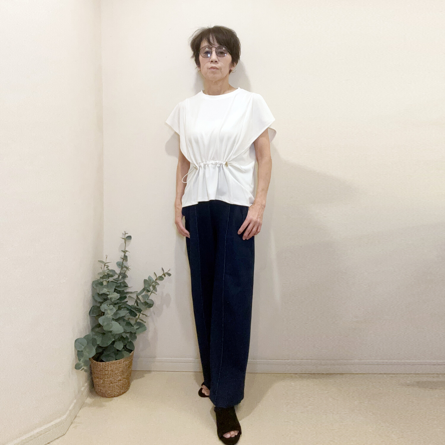 ラフレス コンフォート ワイドパンツ ＜デニム調＞