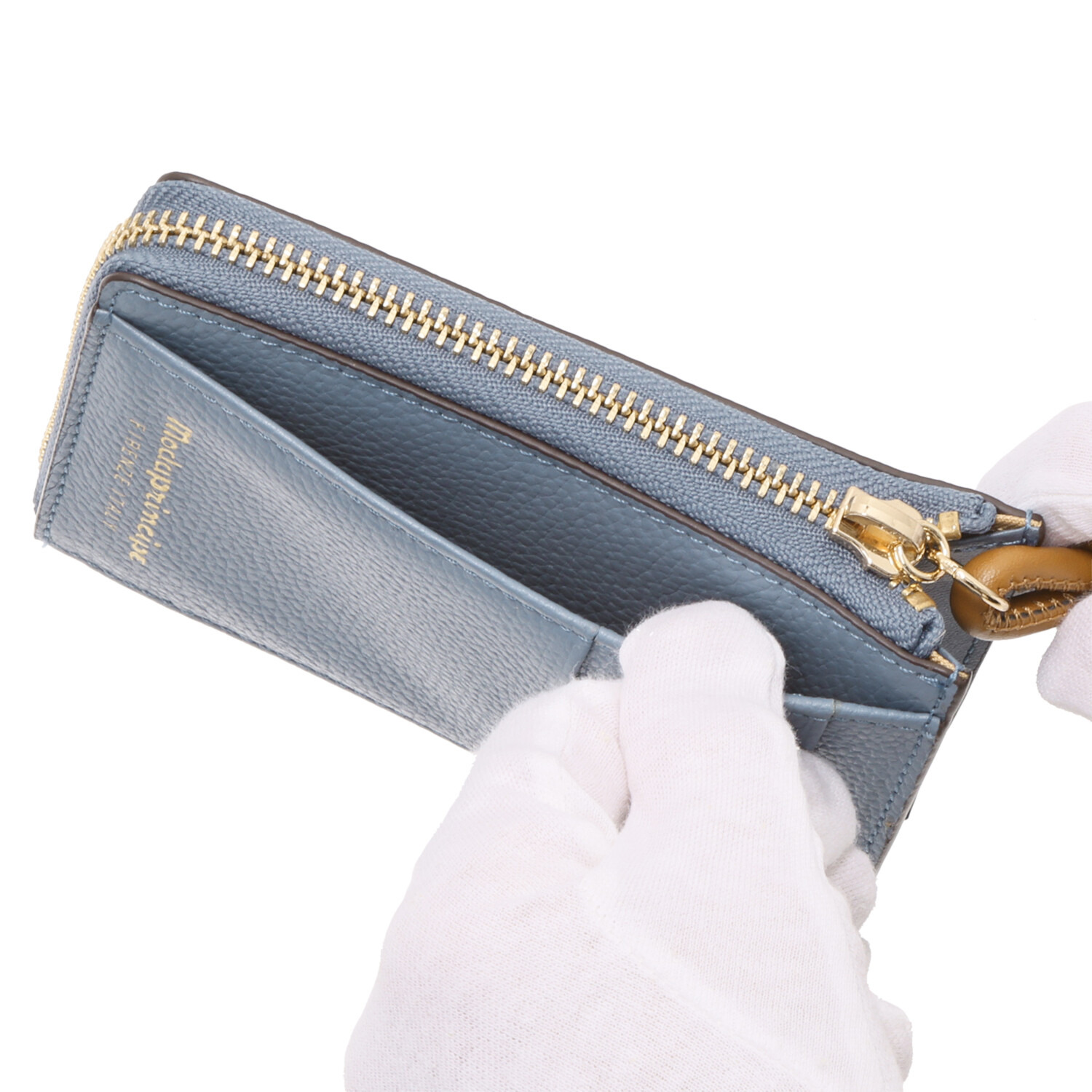 モーダプリンチペ はっ水 牛革シュリンク レガーレデザイン Ｌ字型ファスナー フラグメントケース