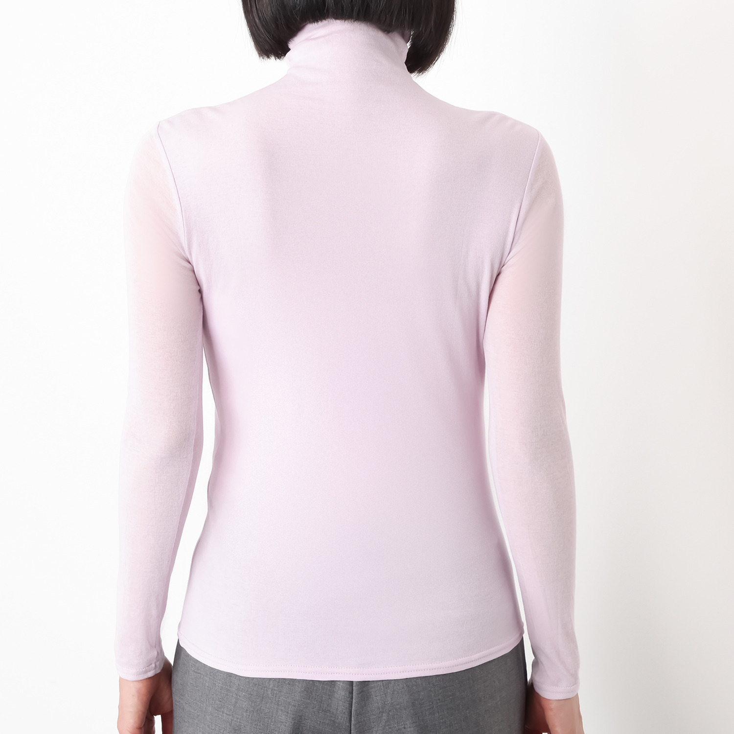 天使の綿シフォン 四六時中着たくなる！ 極上の肌触り！ ボトルネック 一重長袖プルオーバー