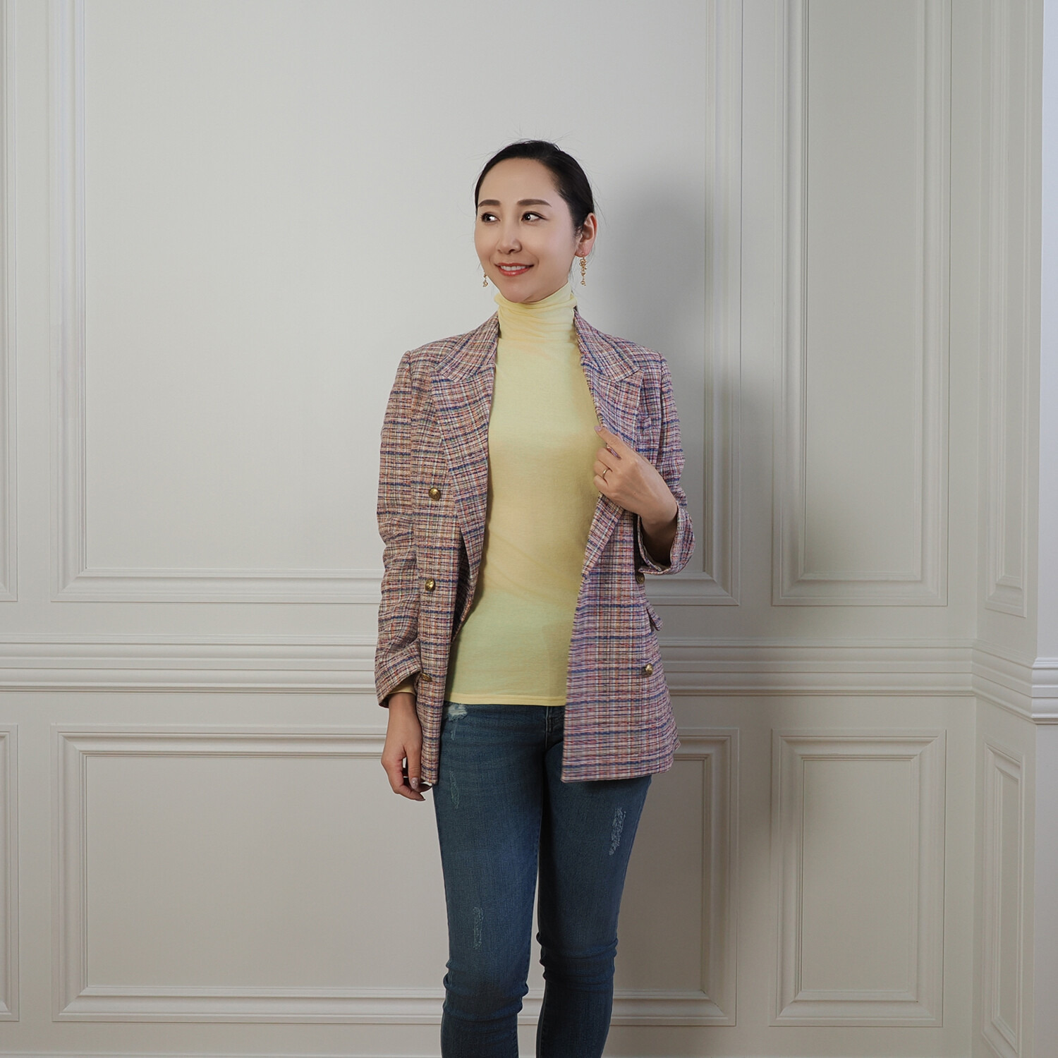 天使の綿シフォン 四六時中着たくなる！ 極上の肌触り！ ボトルネック 一重長袖プルオーバー