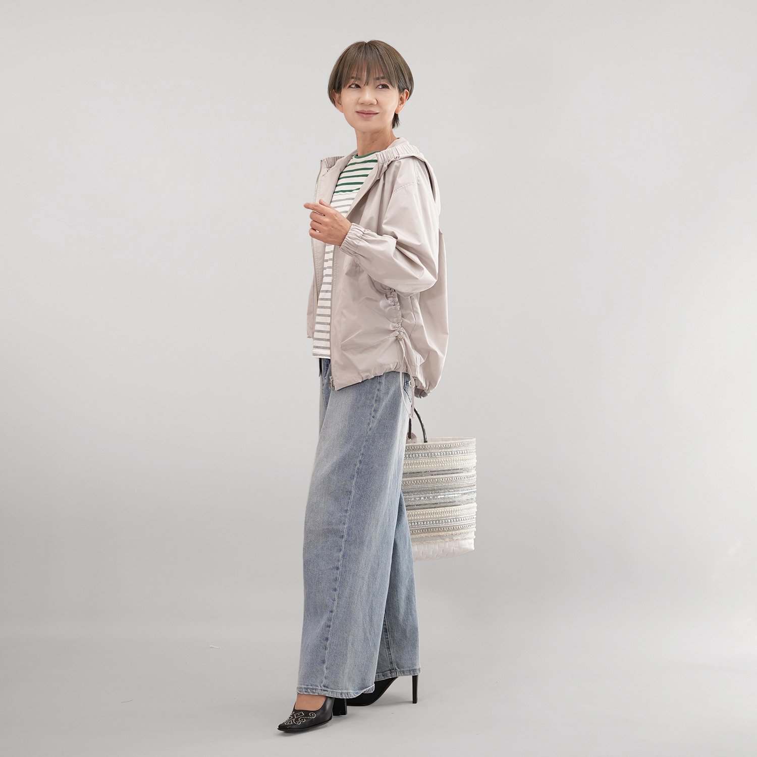 エムズ　スタイル ソフトタイプライター ギャザーリングアクセント 大人ブルゾン