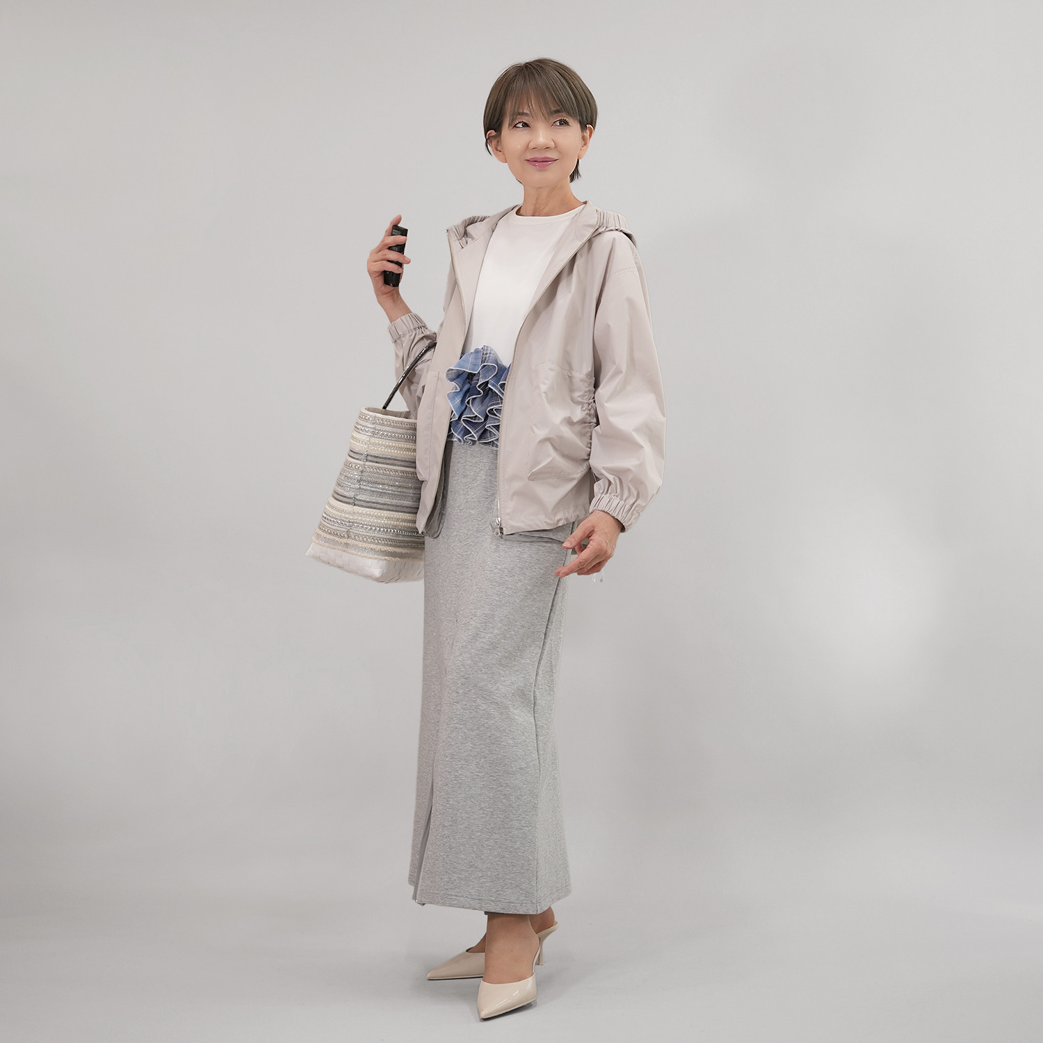 エムズ　スタイル ソフトタイプライター ギャザーリングアクセント 大人ブルゾン