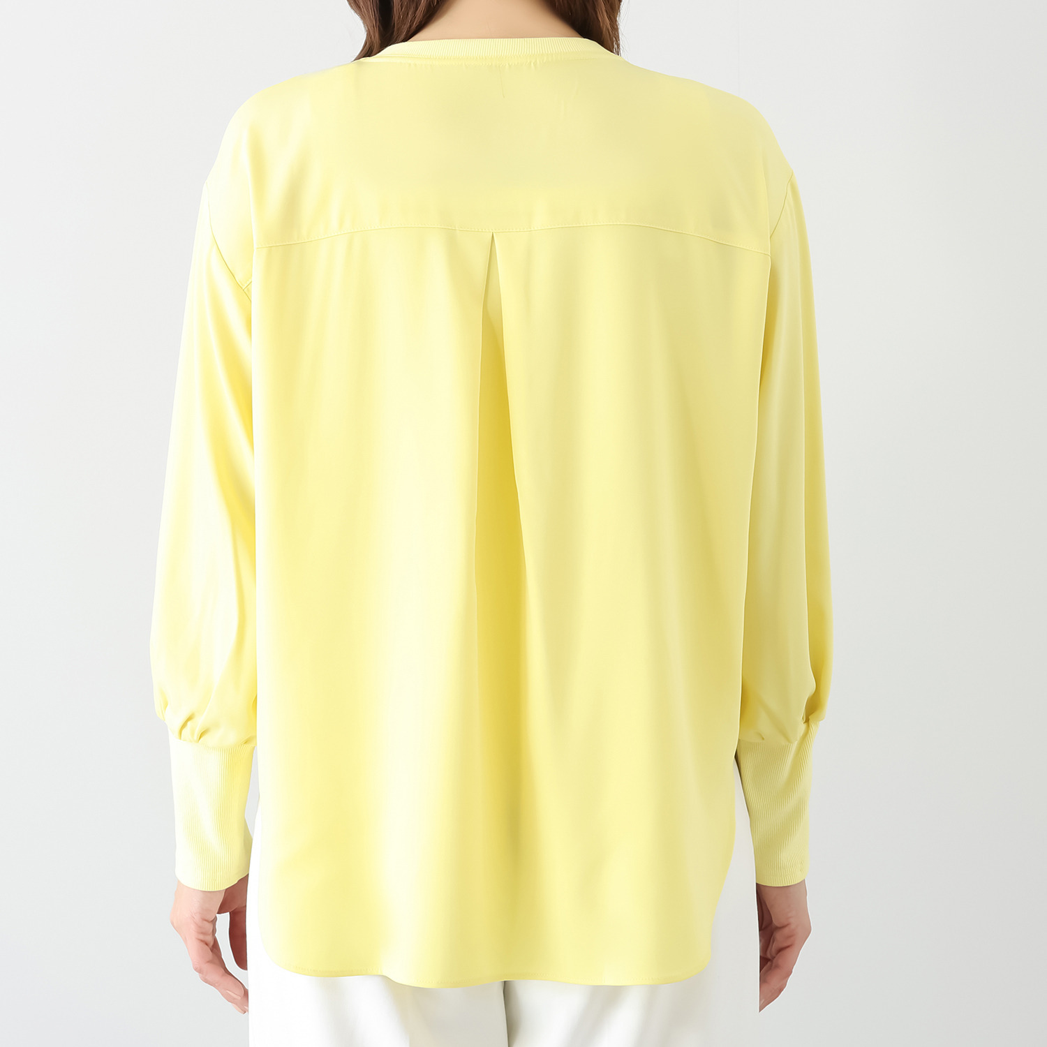 エムズ　スタイル ストレッチデシン 異素材切替 ヘンリーネック プルオーバー