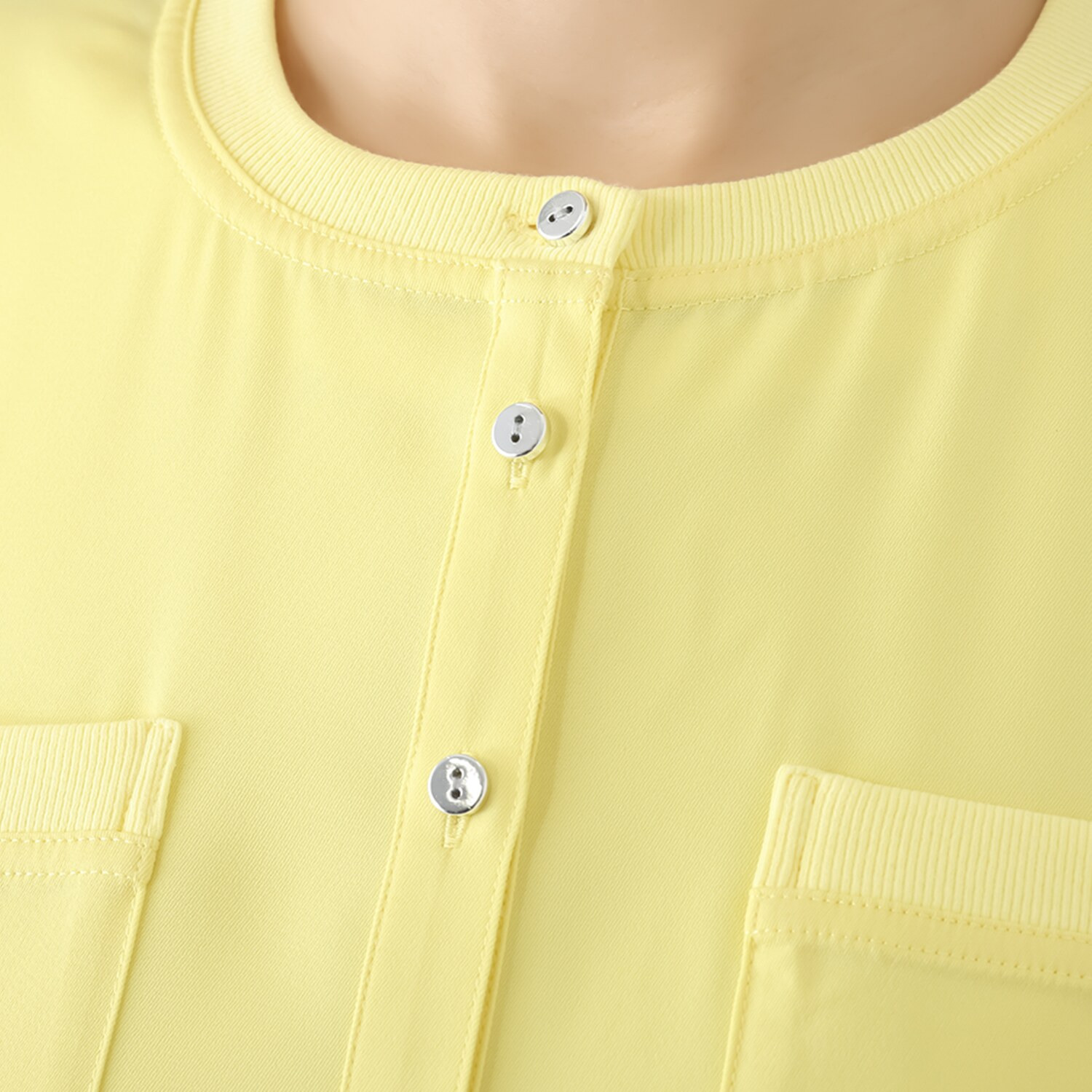 エムズ　スタイル ストレッチデシン 異素材切替 ヘンリーネック プルオーバー