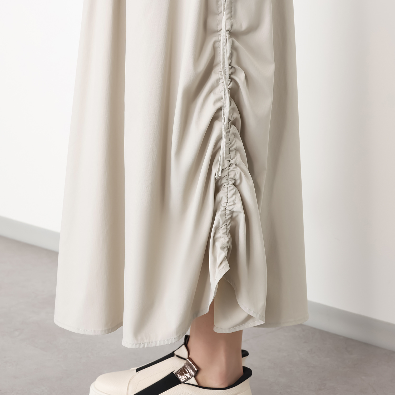 エムズ　スタイル シャドーストライプ カーゴポケットアクセント サイドドロスト フレアースカート