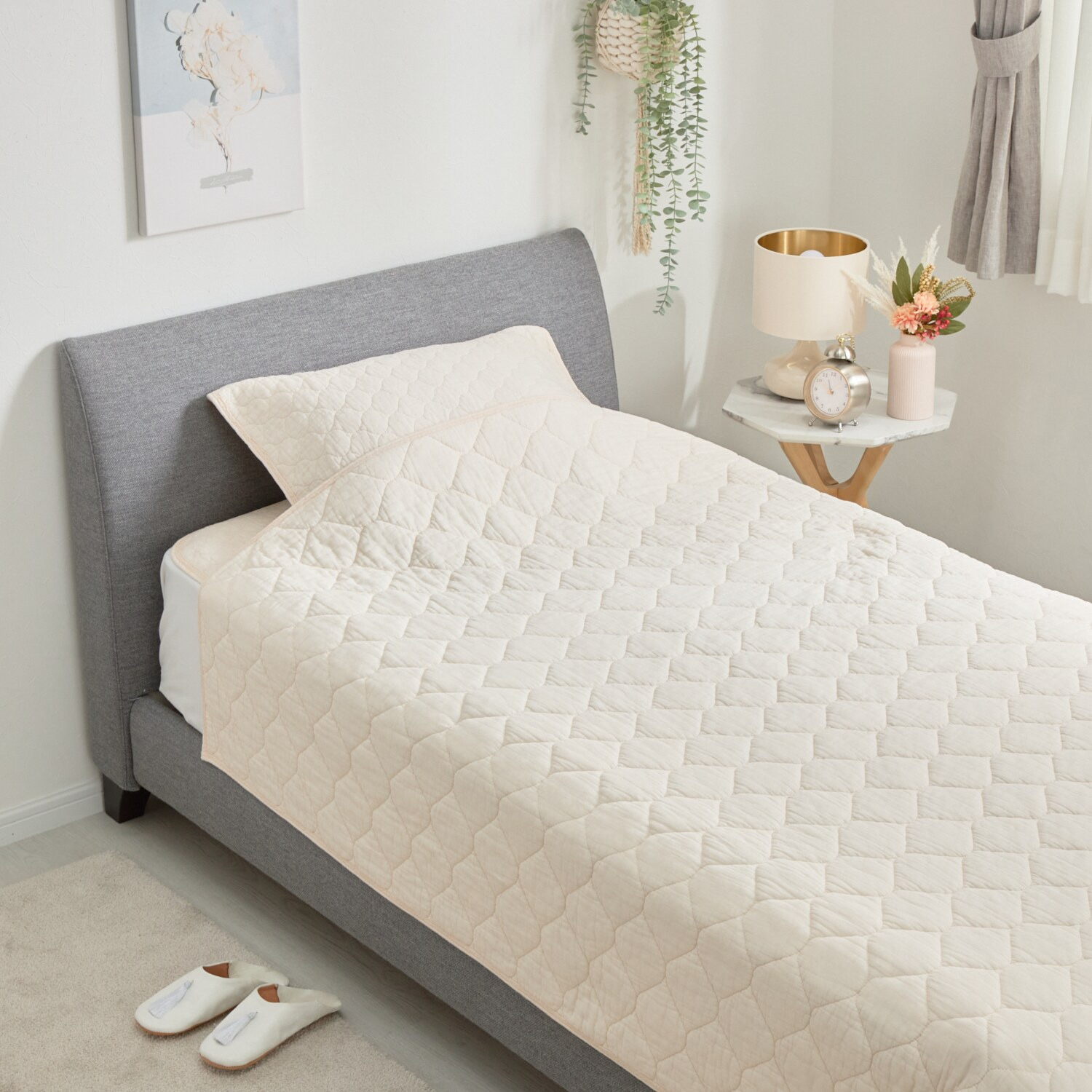 ｎｉｓｈｉｋａｗａ オールコットン 抗菌　リバーシブル やわらか水洗い キルトケット ＜シングル＞