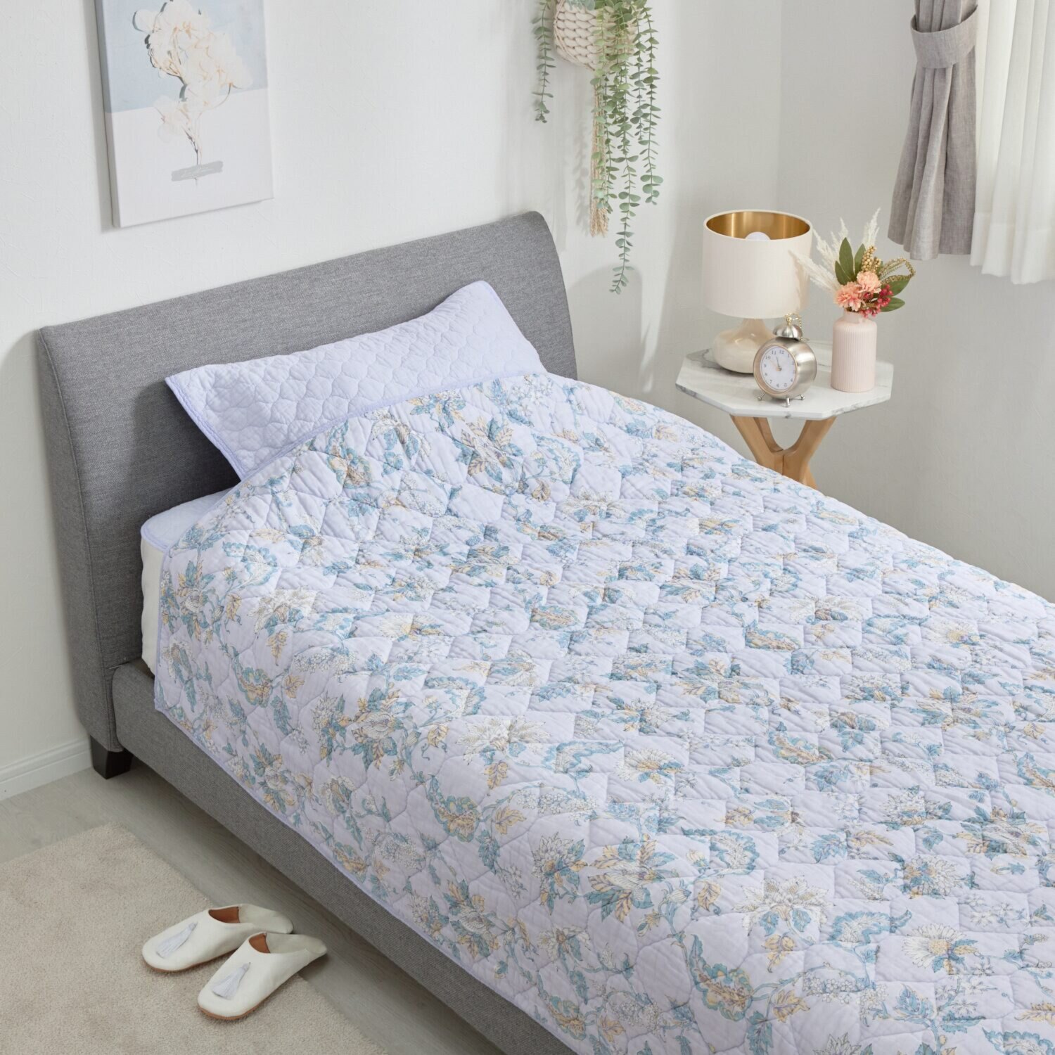 ｎｉｓｈｉｋａｗａ オールコットン 抗菌　リバーシブル やわらか水洗い キルトケット ＜ダブル＞