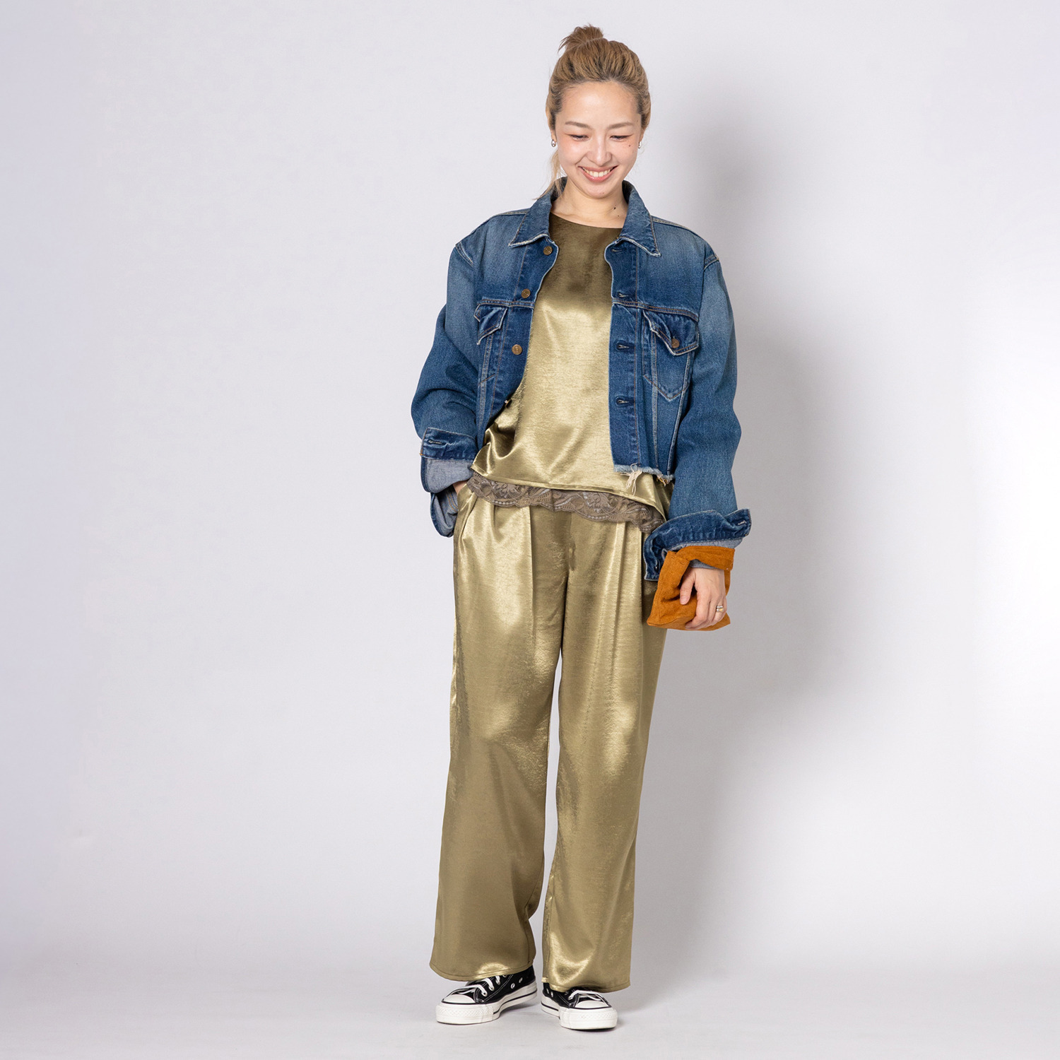 リミナル レースレイヤード サテンブラウス