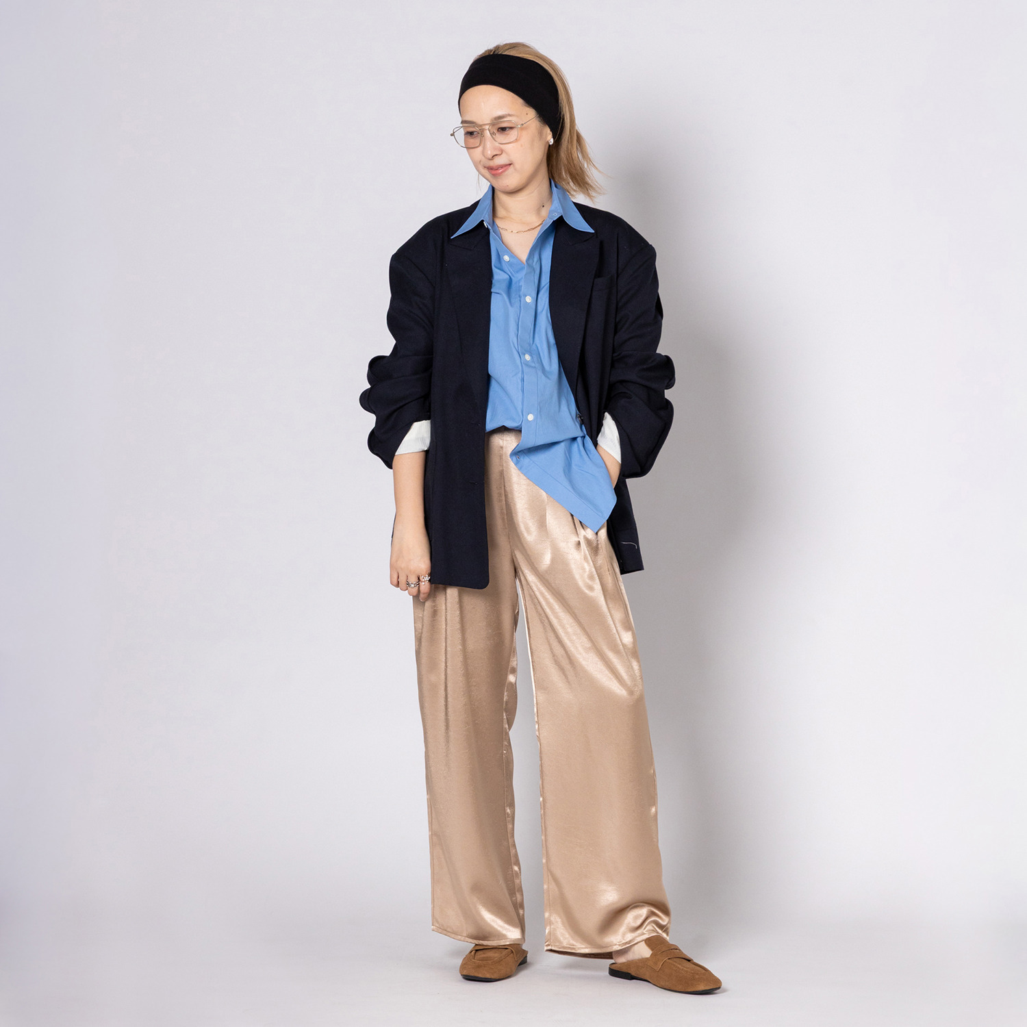 リミナル サテンタック ワイドパンツ