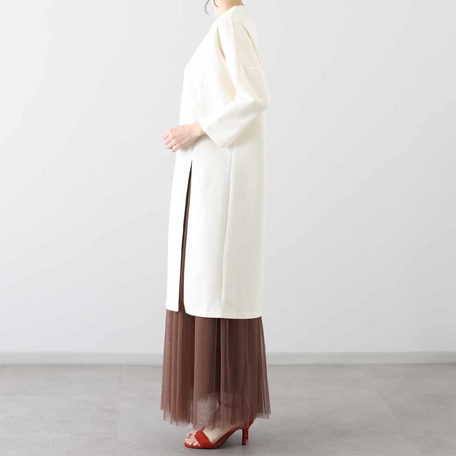 リラリー 七分袖 カットソー ロングチュニック