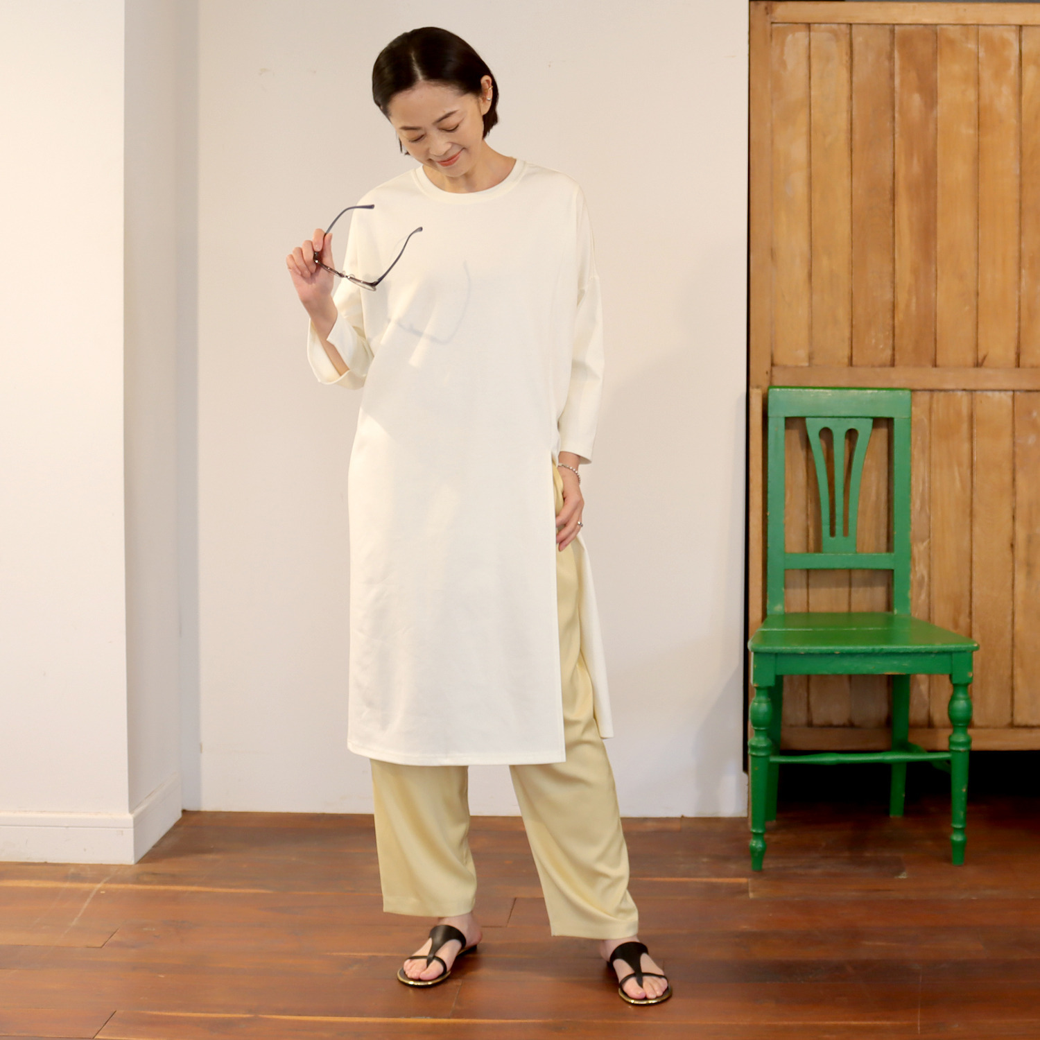 リラリー 七分袖 カットソー ロングチュニック