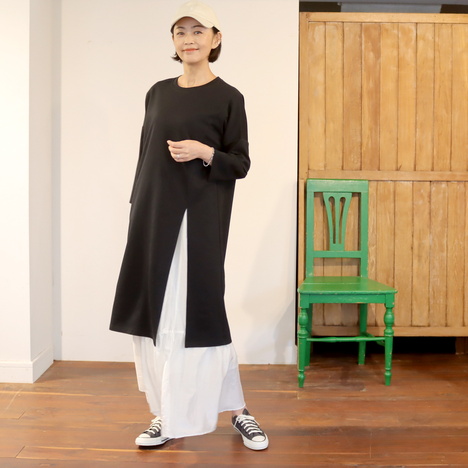 リラリー 七分袖 カットソー ロングチュニック