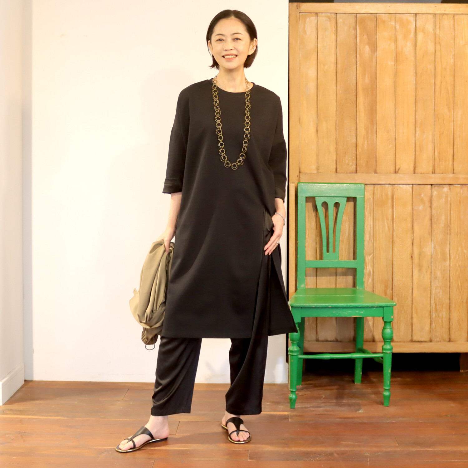 リラリー 七分袖 カットソー ロングチュニック