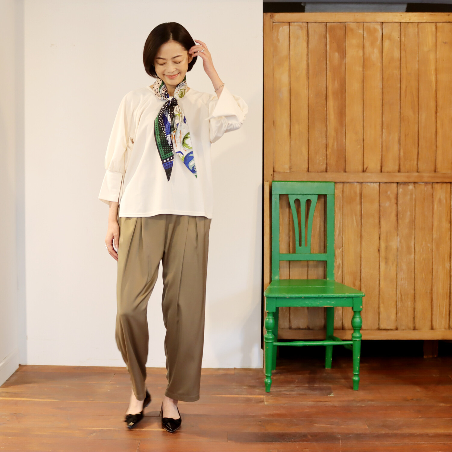 リラリー ジョーゼット 袖コンシャス ブラウス