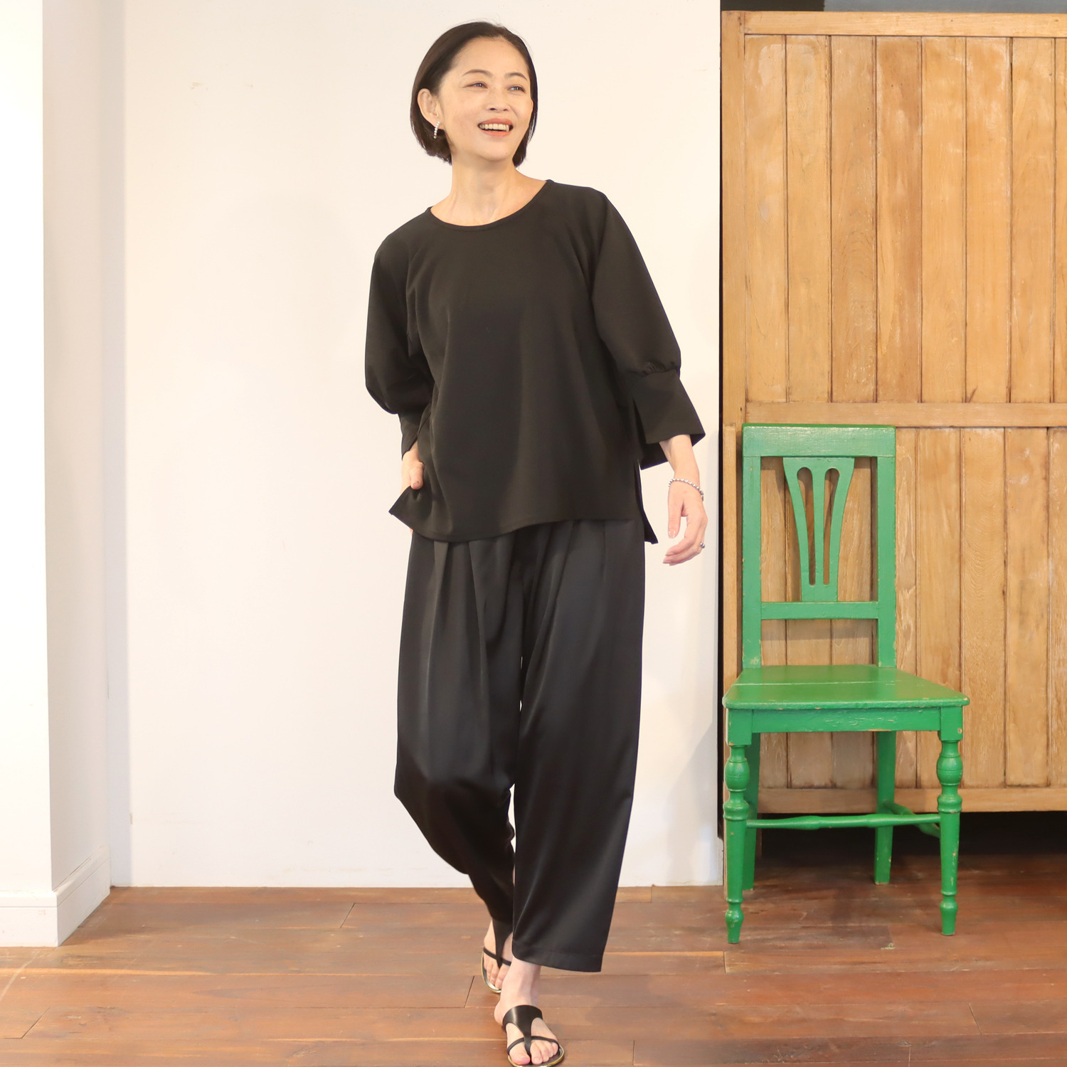 リラリー ジョーゼット 袖コンシャス ブラウス