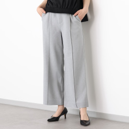 Ｓ３５７プラス 小柄さんのための 美脚見え センターピンタック ワイドパンツ