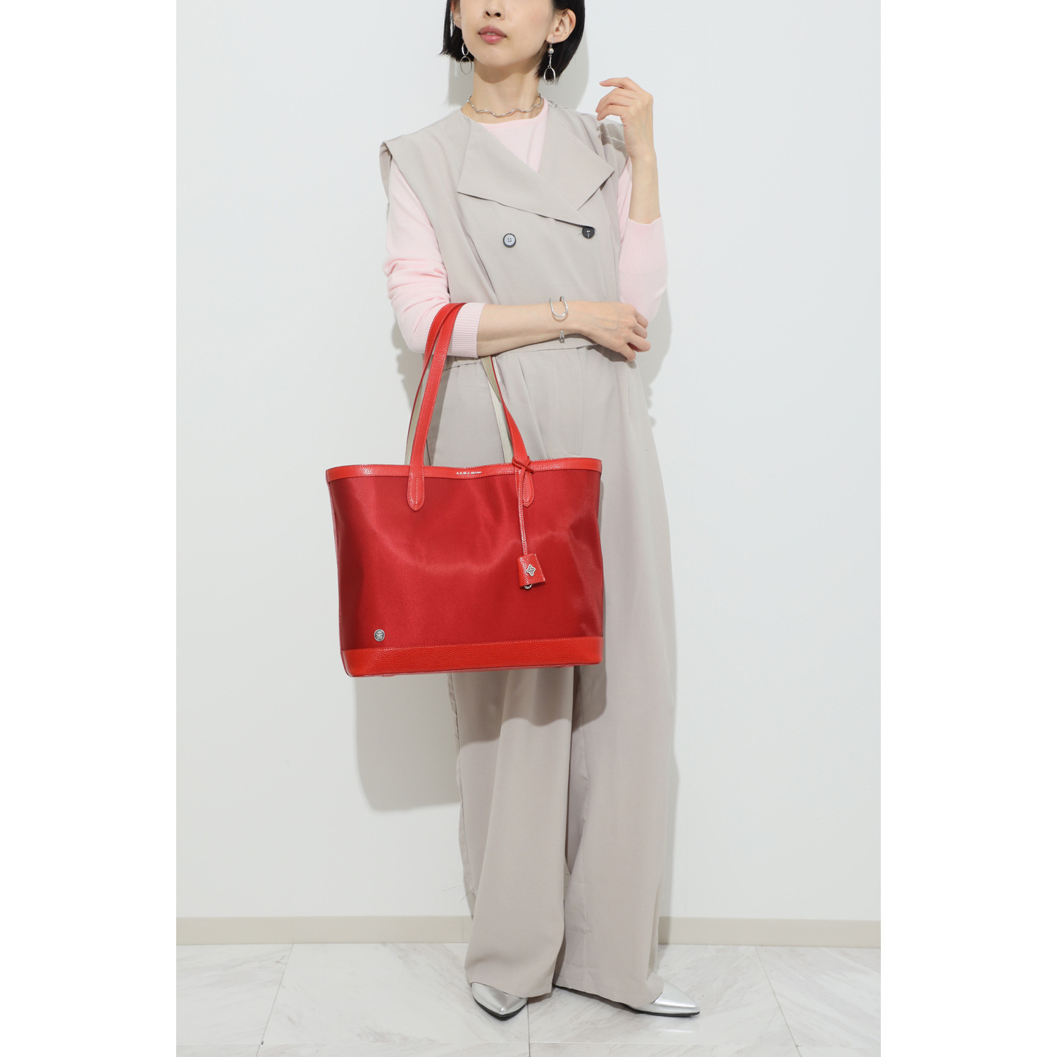 エーディーエムジェイ はっ水 ナイロンリュクス アールデコクロシェット トートバッグ