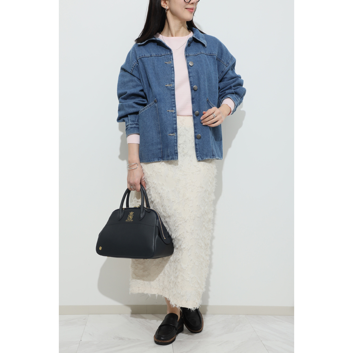 エーディーエムジェイ スパニッシュレザー ２ウェイ ラウンドボストンバッグ