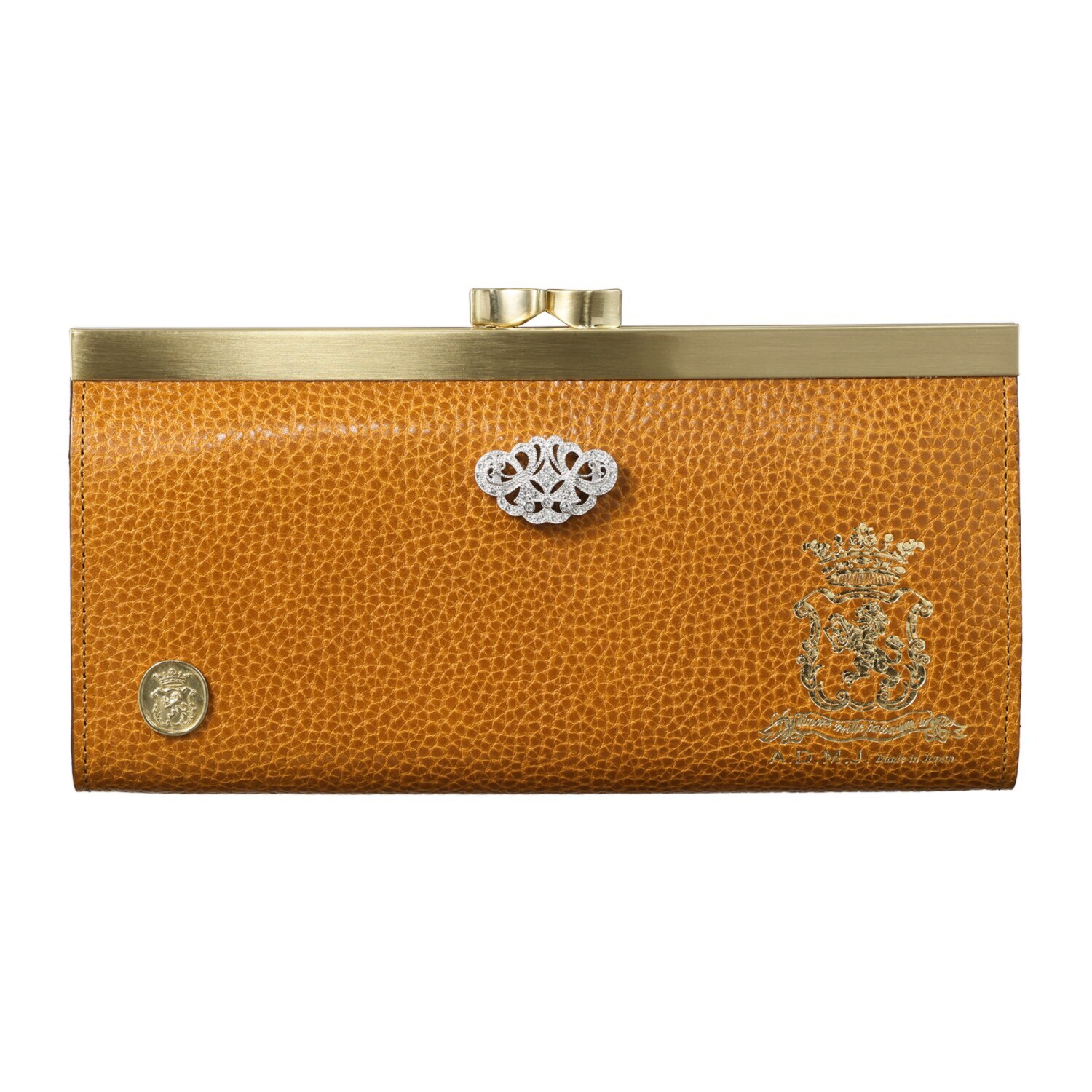 エーディーエムジェイ イタリアンレザー アールデコモティーフ がま口ウォレット