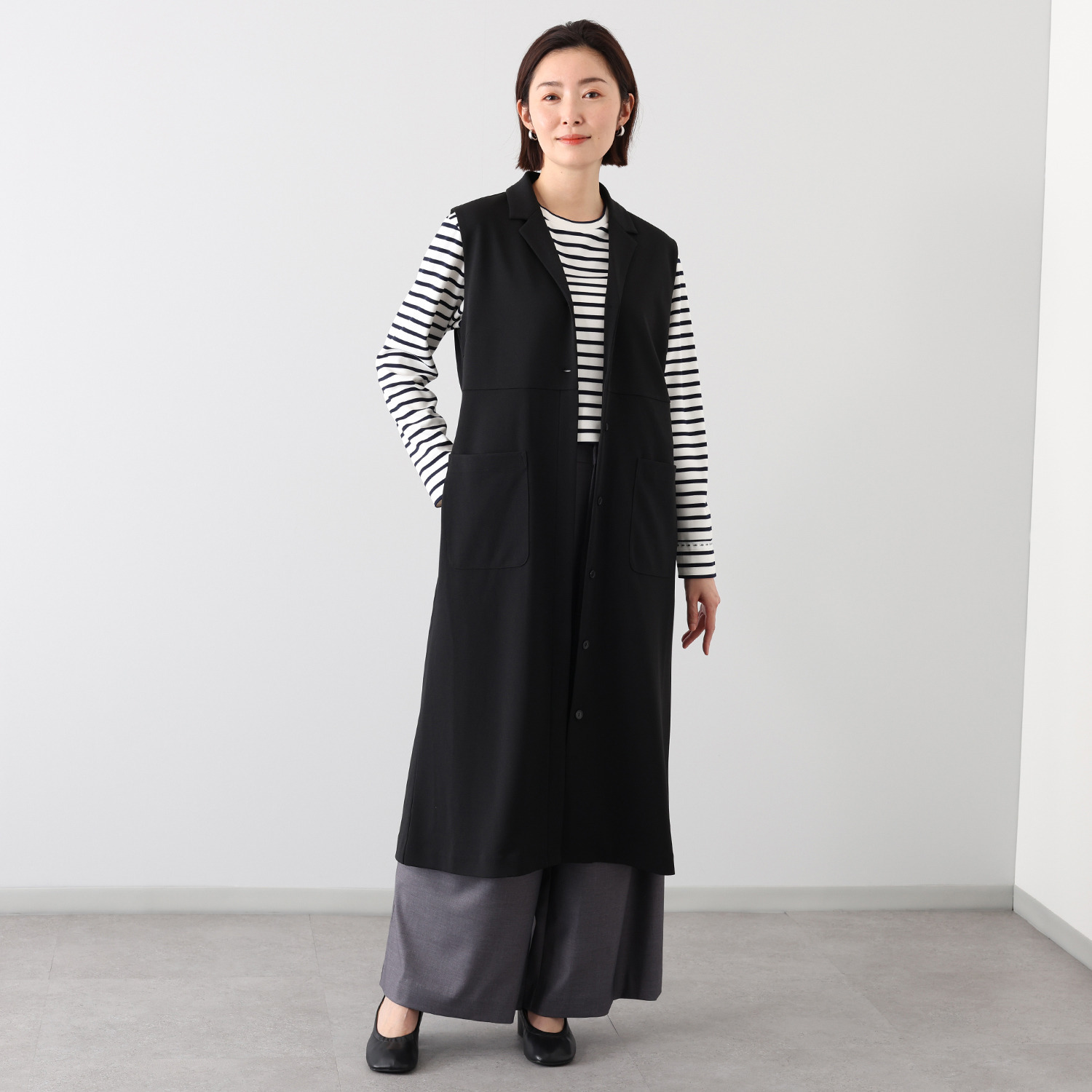 イシカワラボ★ヒトミ バックサテンジョーゼット ロングジレにもなる ジャンパースカート