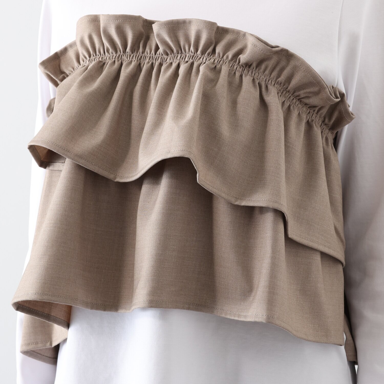 イシカワラボ★ヒトミ 薄地ポンチ ビスチェレイヤード風 デザインプルオーバー