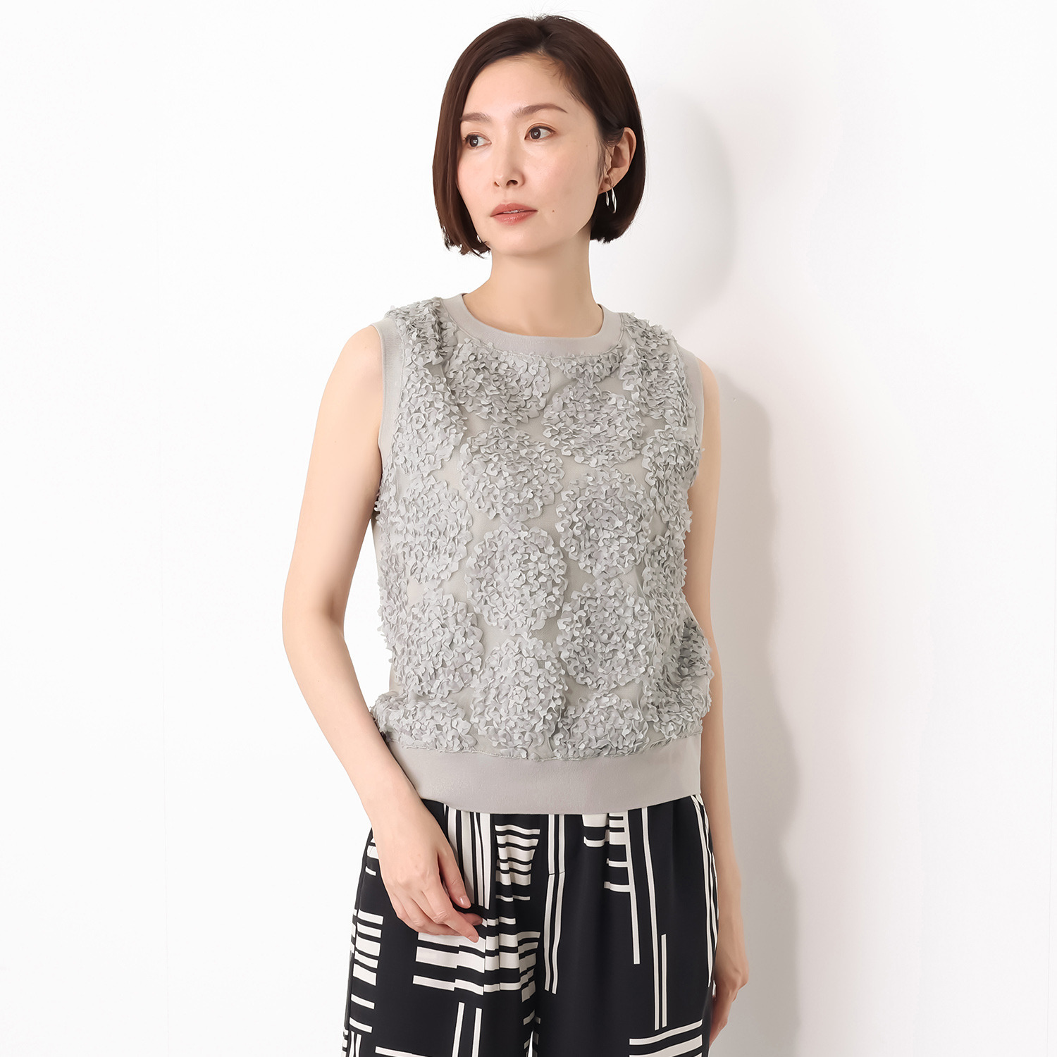 スタイル・ラヴィー テープ刺しゅう リブ編アクセント プルオーバー