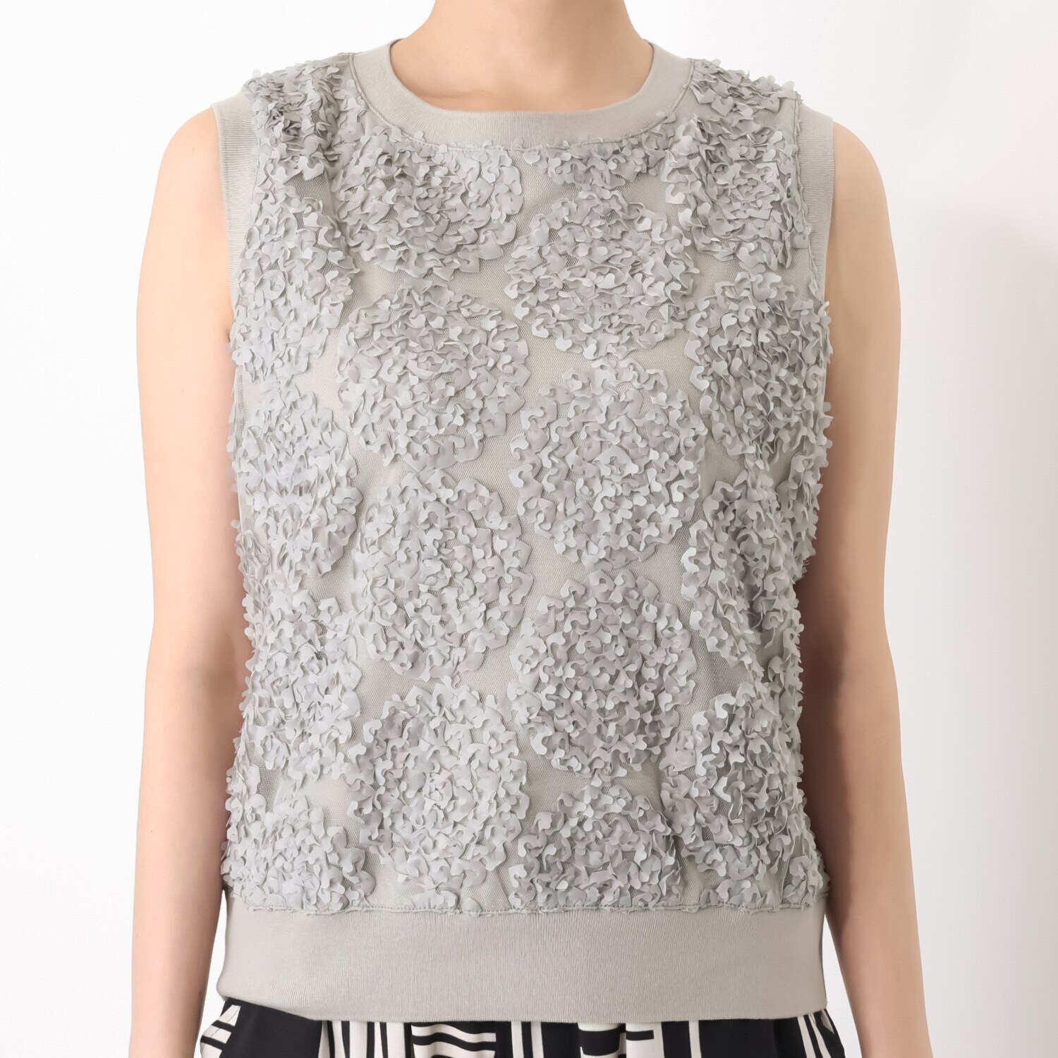 スタイル・ラヴィー テープ刺しゅう リブ編アクセント プルオーバー